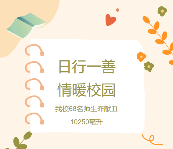 日行一善，情暖校园|  我校68名师生昨献血10250毫升